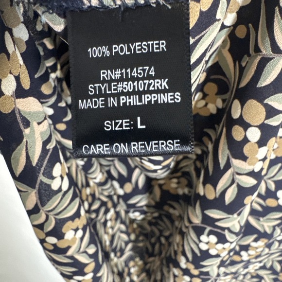 Pleione Navy Floral Blouse – Modern Feminine Core Multicolor Flower & Leaf Print - Picture 4 of 7